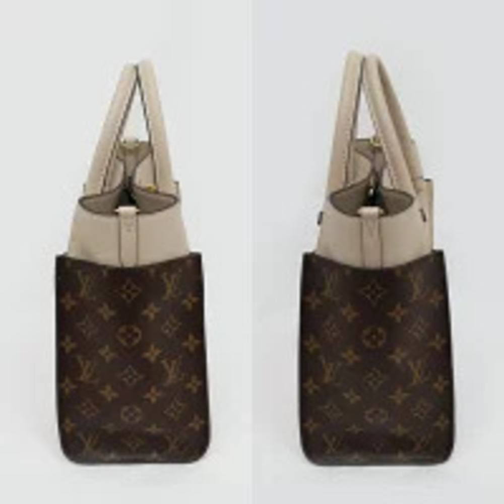 Louis Vuitton Shoulder Gray My Side Greige Hand Tote Calf Bag On